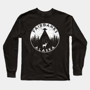 Fairbanks Alaska Retro UFO Spaceship Sci-fi Long Sleeve T-Shirt